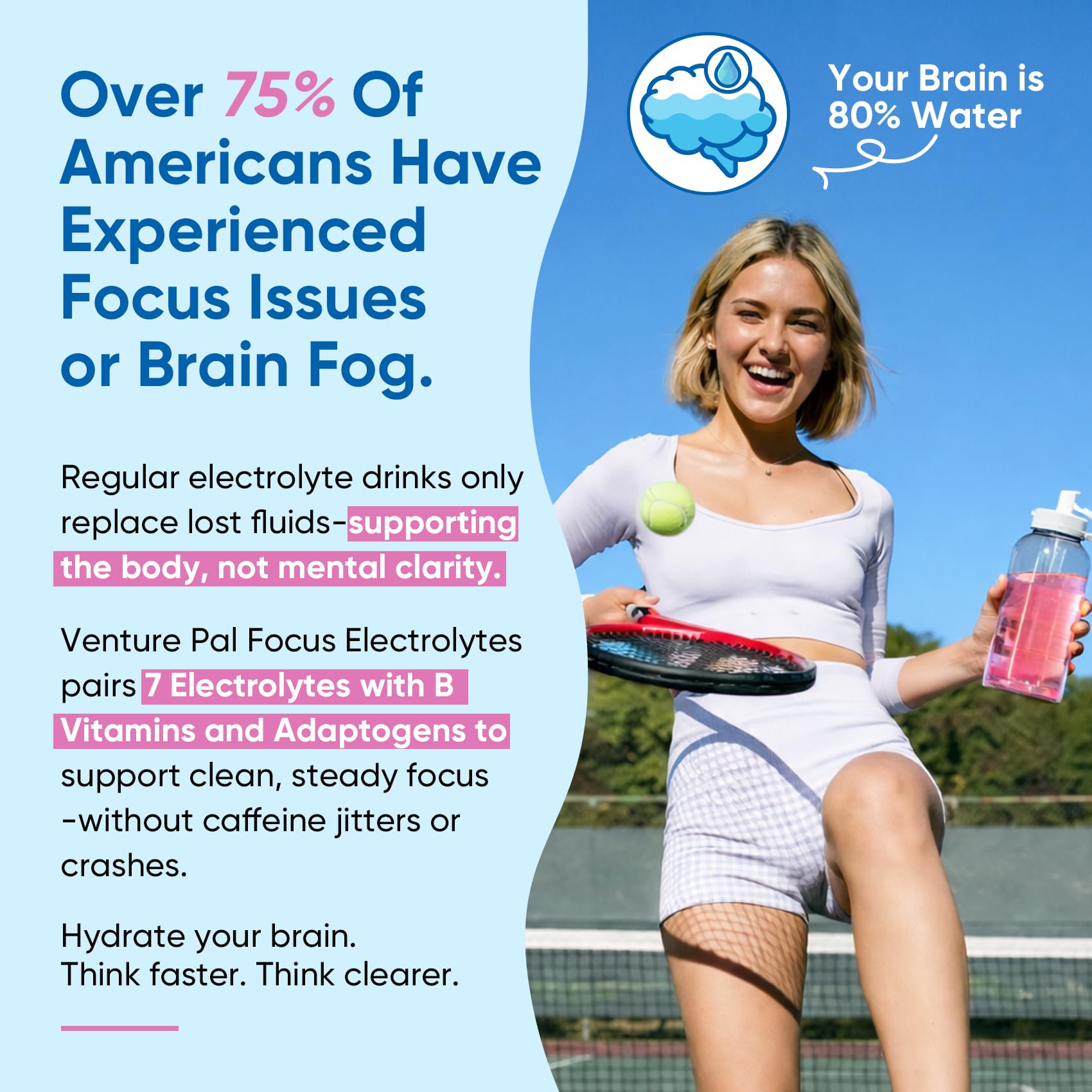 Venture Pal 2-in-1 Hydration Packets + Focus Support Electrolytes Powder, 7 Electrolytes + Vitamins, Magnesium, Lion's Mane & L-Theanine - Maple Wellness Supplements
