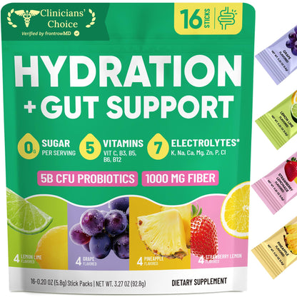 Venture Pal 2-in-1 Hydration Packets + Gut Health Electrolytes Powder - 7 Electrolytes & 5 Vitamins, Probiotics - Maple Wellness Supplements