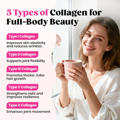 Venture Pal Multi Collagen Powder Type I, II, III, V, X – Hydrolyzed Collagen Peptides MSM, GC, Hyaluronic Acid Vitamin C | Collagen Supplement for Women - Maple Wellness Supplements