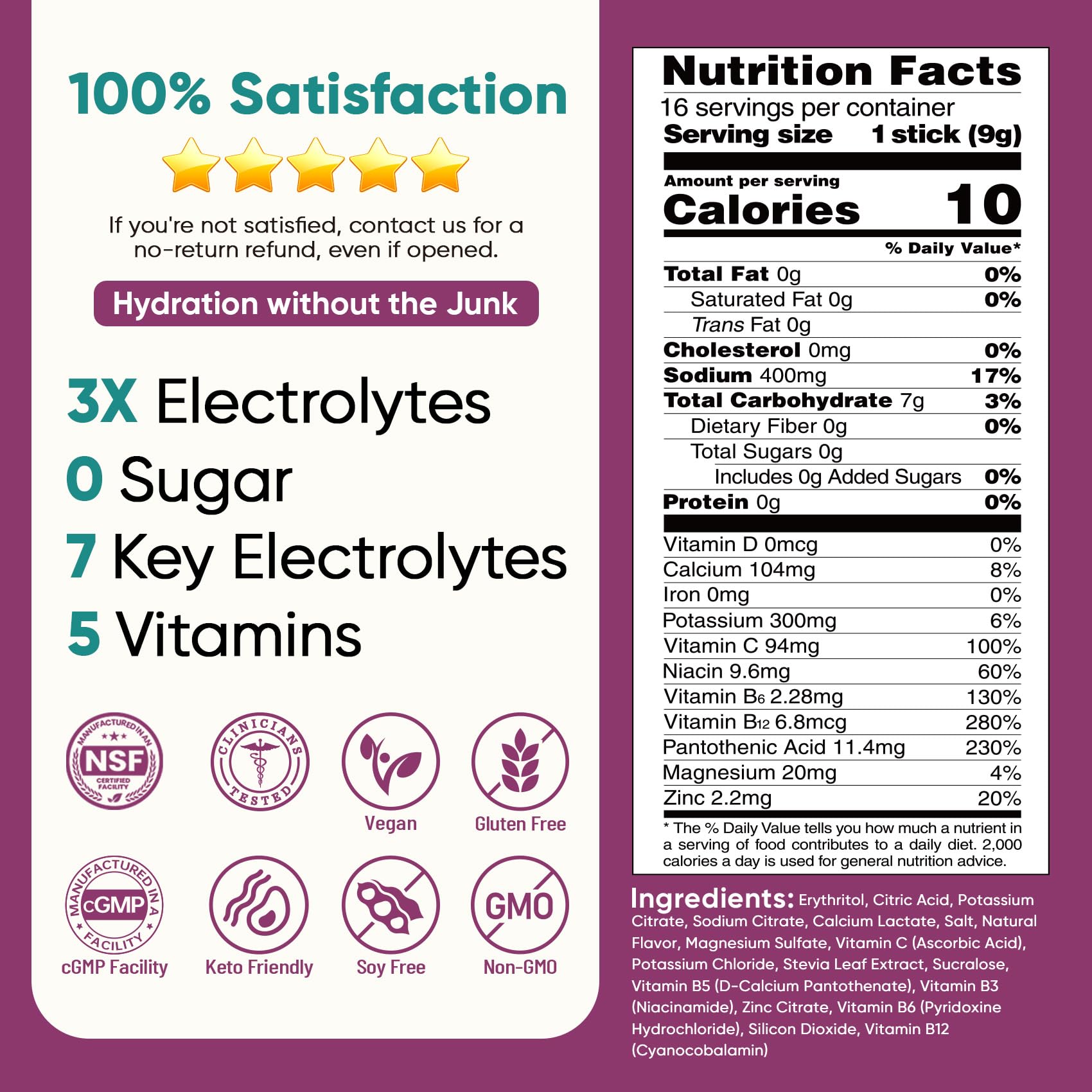 Venture Pal Sugar Free Electrolyte Powder Packets - Liquid Daily IV Drink Mix for Rapid Hydration & Party Recovery | 5 Vitamins & 7 Electrolytes| Keto Friendly - Maple Wellness Supplements