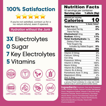 Venture Pal Sugar Free Electrolyte Powder Packets - Liquid Daily IV Hydration Packets | Electrolytes Drink Mix with 5 Vitamins & 7 Electrolytes | Keto Friendly | Non-GMO | Certified Vegan | 16 Sticks - Maple Wellness Supplements
