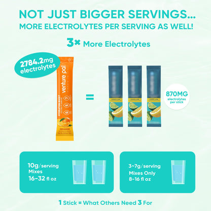 Venture Pal Sugar Free Electrolytes Powder Packets - Liquid Daily IV Hydration Packets | Instantly Hydrating & Party Recovery | 5 Vitamins & 7 Electrolytes - Maple Wellness Supplements
