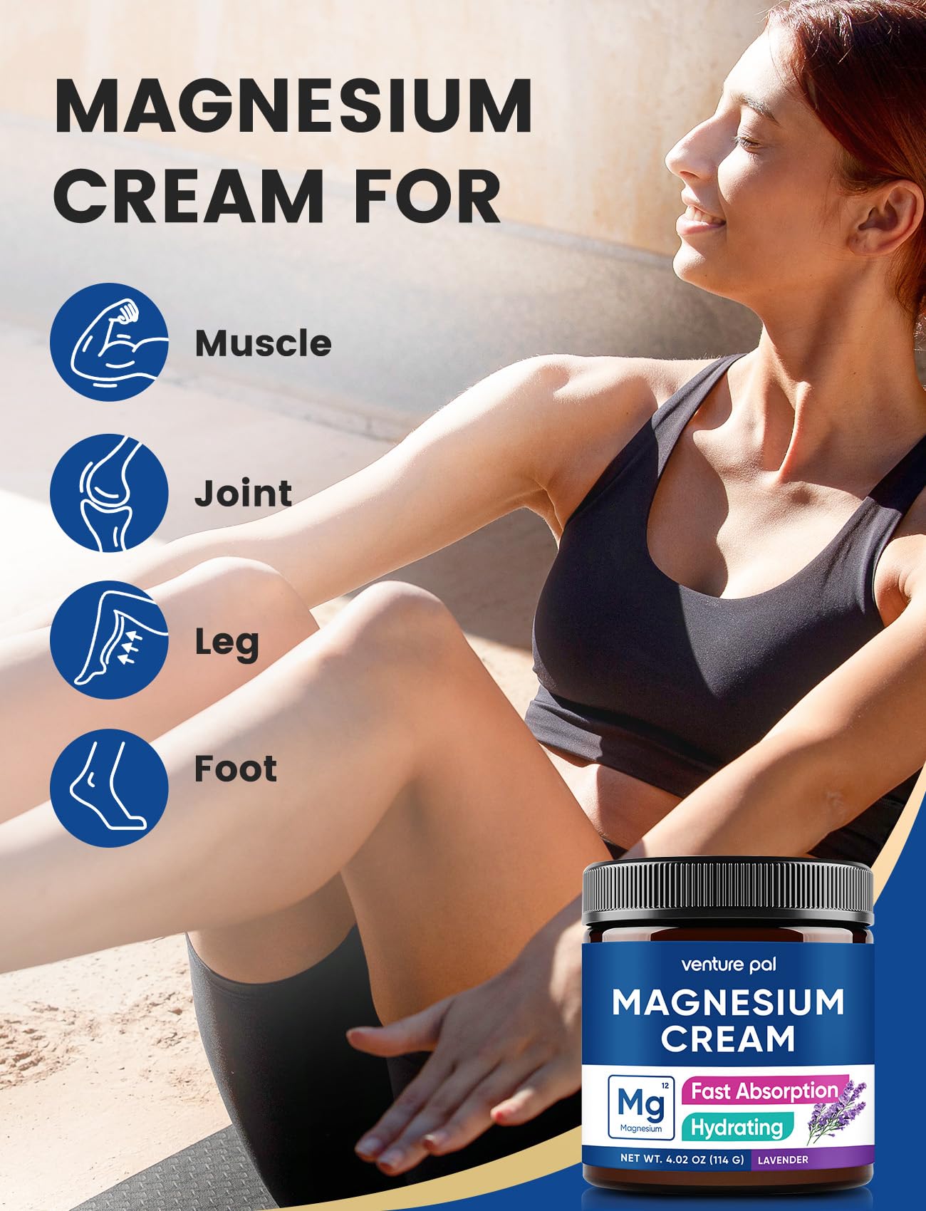 Venture Pal Topical Magnesium Cream, Fast-Absorbing Magnesium Moisturizing Lotion with Coconut Oil - Maple Wellness Supplements