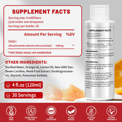 Vervidora Liposomal NAD+ Supplement, NAD+ Liquid Supplement with High Absorption for Anti-Aging, Cellular Health, Enhance Focus, Energy&Metabolism Support, Liposomal NAD+ Supplements for Women& Men - Maple Wellness Supplements