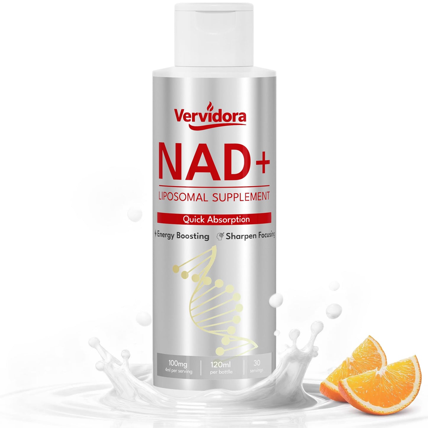 Vervidora Liposomal NAD+ Supplement, NAD+ Liquid Supplement with High Absorption for Anti-Aging, Cellular Health, Enhance Focus, Energy&Metabolism Support, Liposomal NAD+ Supplements for Women& Men - Maple Wellness Supplements