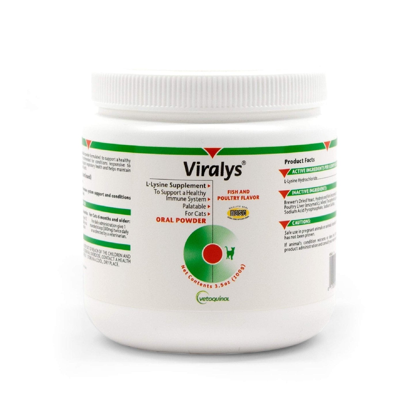 Vetoquinol Viralys Daily L-Lysine Powder for Cats and Kittens, Fish Flavored Lysine Supplement for Cats and Kittens to Support Immune Health - Maple Wellness Supplements