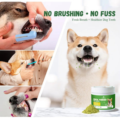 Vetriuntrix Dog Dental Powder, Dental Powder for Dogs Teeth Cleaning and Breath Fresh, Dog Teeth Cleaning Powder with Natural Plants Ingredients and Postbiotics, 200g - Maple Wellness Supplements