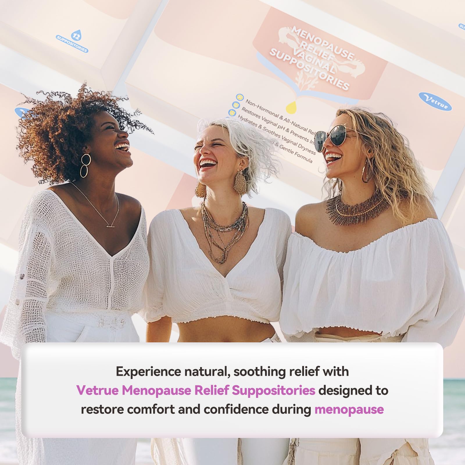 Vetrue Menopause Relief Vaginal Suppositories, Non-Hormonal, All-Natural Formula with Boric Acid, Hyaluronic Acid, Probiotics, Coconut Oil & Vitamin E, Soothes Vaginal Dryness & Discomfort(12 Inserts) - Maple Wellness Supplements