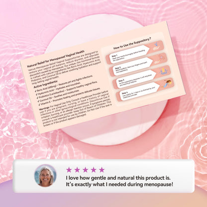 Vetrue Menopause Relief Vaginal Suppositories, Non-Hormonal, All-Natural Formula with Boric Acid, Hyaluronic Acid, Probiotics, Coconut Oil & Vitamin E, Soothes Vaginal Dryness & Discomfort(12 Inserts) - Maple Wellness Supplements
