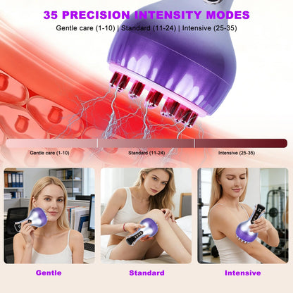 VEZURZO 4-in-1 Lymphatic Drainage Massager & Cellulite Massage Tool, 35-Speed Fascia Blaster for Body Sculpting Pain Relief Face Legs Arms Belly Neck, 90Min Battery Wireless Portable - Maple Wellness Supplements