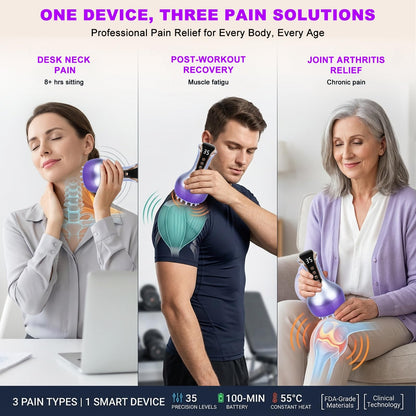 VEZURZO 4-in-1 Lymphatic Drainage Massager & Cellulite Massage Tool, 35-Speed Fascia Blaster for Body Sculpting Pain Relief Face Legs Arms Belly Neck, 90Min Battery Wireless Portable - Maple Wellness Supplements