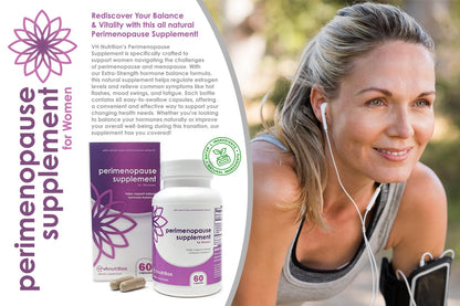 VH Nutrition Perimenopause Supplement for Women | Hot Flash, Mood, and Menstruation Cycle Support | 100% Herbal Formula: Black Cohosh, Vitex, & Shatavari. No Additives, or Fillers - Maple Wellness Supplements
