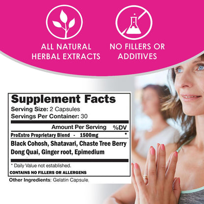 VH Nutrition PROESTRO | Estrogen Support* Supplement for Women | Extra Strength Hormone Balance* for Her | 60 Capsules in Easy to Swallow Pills - Maple Wellness Supplements