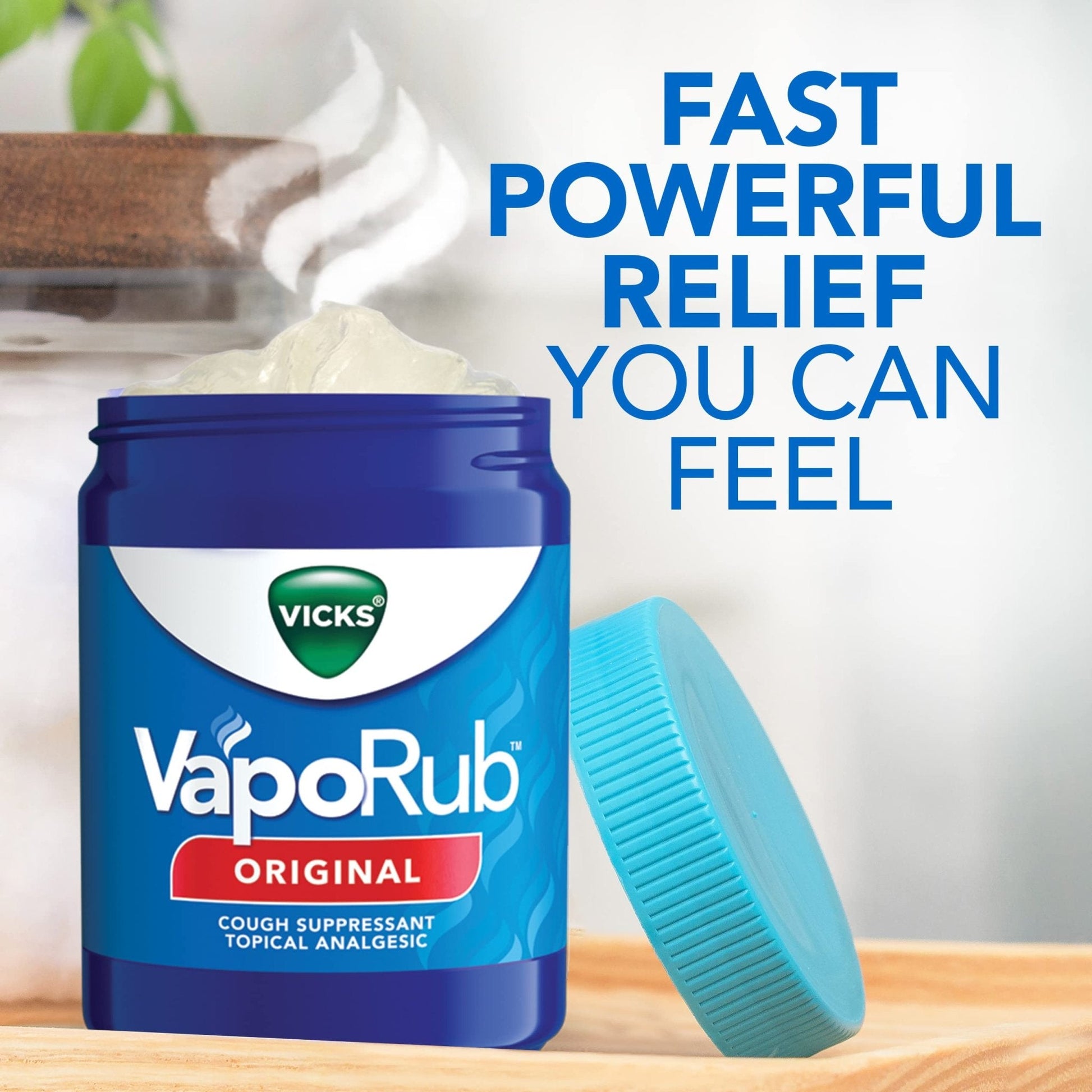 Vicks VapoRub, Original, Cough Suppressant, Topical Chest Rub & Analgesic Ointment, Medicated Vicks Vapors, Relief from Cough Due to Cold, Aches & Pains, 1.76oz - Maple Wellness Supplements
