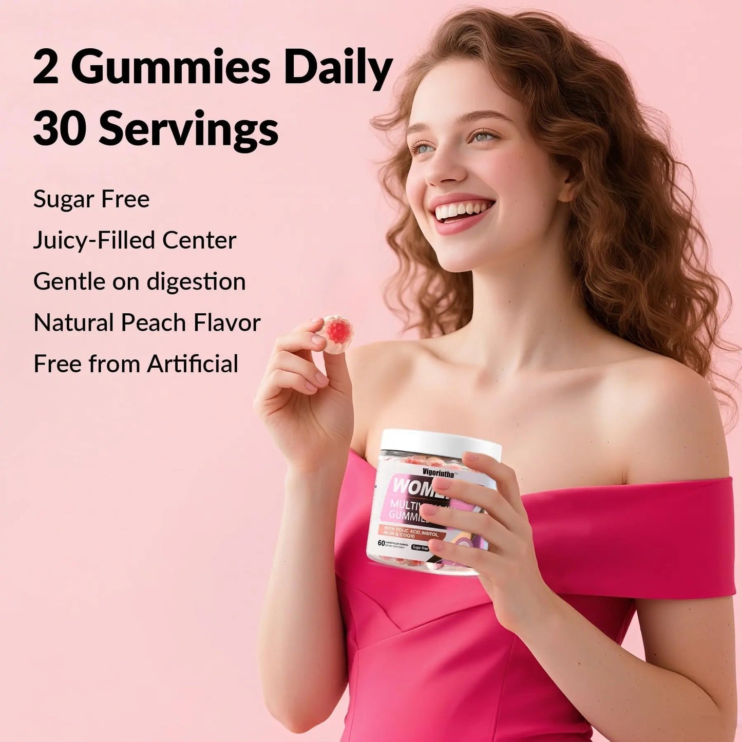 Vigorintha 2 Pack Sugar Free Womens Multivitamin Gummies with 19 Multi Vitamins & Minerals,Iron,Calcium,Folate,Biotin,Inositol - Maple Wellness Supplements