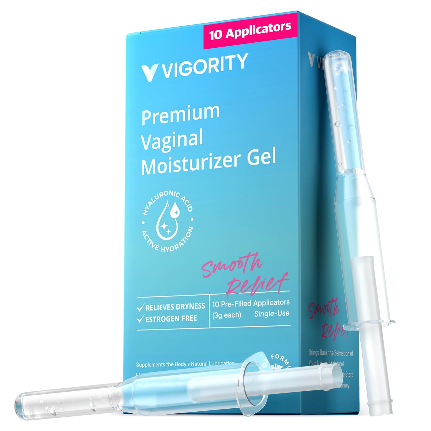 Vigority Vaginal Moisturizer Gel: Long Lasting Relief for Vaginal Dryness, Irritation & Intimate Discomfort with Hyaluronic Acid & Vitamin E – Hormone-Free Feminine Care – 10 Pre-Filled Applicators - Maple Wellness Supplements