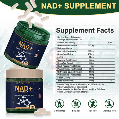 Vikaywoo NAD Supplement 1585 Mg -True NAD & Resveratrol, NMN Alternative Liposomal NAD+ for Women & Men, Support Cellular Health, Stamina & Healthy Aging - 120 Capsules - Maple Wellness Supplements