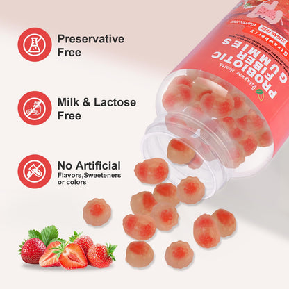 Vikaywoo Probiotic Fiber Gummies for Adults, No Sugar Added Strawberry Flavor– 2 Billion CFUs –Vitamin C,Vitamin D–Digestive Health & Regularity Support(120 Count) - Maple Wellness Supplements