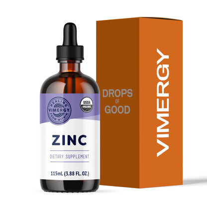 VIMERGY USDA Organic Zinc Supplements for Women & Men (7.5mg Liquid Zinc Per Serving) Fast-Absorbing Immune Support - Maple Wellness Supplements