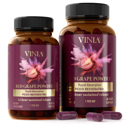 VINIA Piceid Resveratrol Supplement Capsules. Increases Blood Flow and Nitric Oxide. Blood Pressure and Heart Health Support - Maple Wellness Supplements
