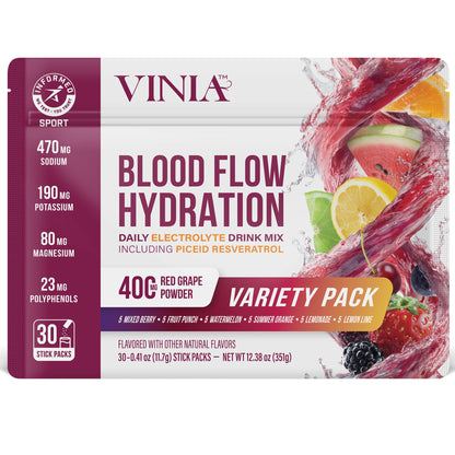 VINIA Resveratrol Electrolyte Hydration Powder Mix | Boost Blood Flow & Circulation | Sea Salt, Coconut Water Potassium - Maple Wellness Supplements