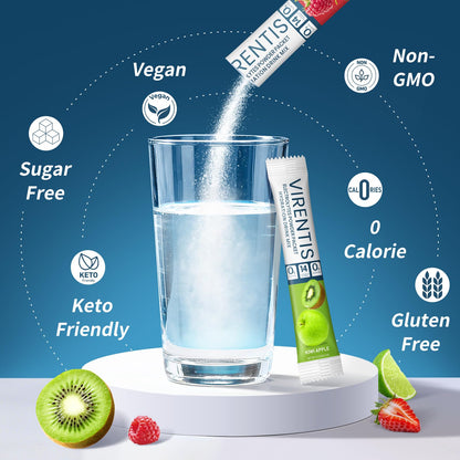 VIRENTIS 16 Sticks Electrolytes Powder Packets Sugar Free Hydration Packets, 8 Flavors Liquid Daily IV Electrolyte Drink Mix for Rehydration - Maple Wellness Supplements