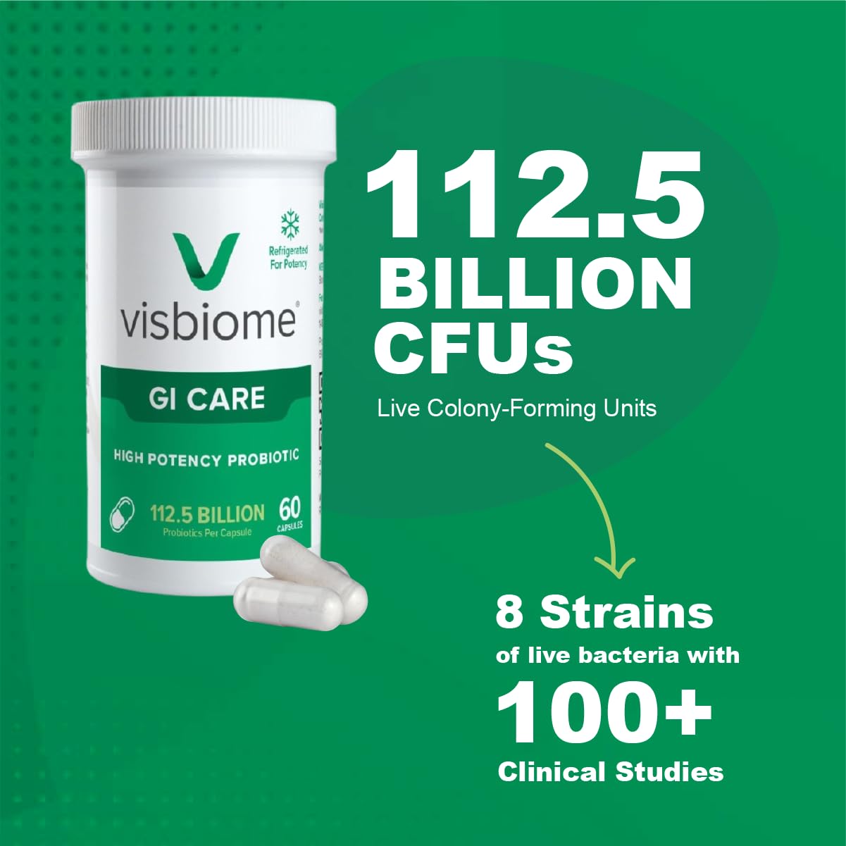 Visbiome® GI Care - High Potency Probiotic - 112.5 Billion CFU Live Probiotics, Original De Simone Formulation - Maple Wellness Supplements