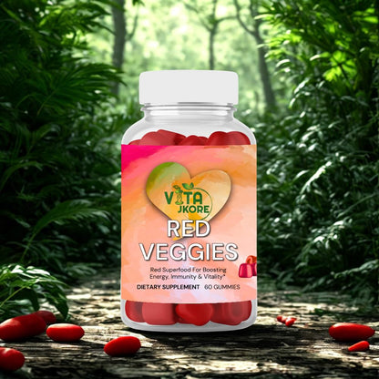 VITA JKORE Red Veggies Superfood Gummies, Energy & Immunity Booster, 60 Count Dietary Supplement, Natural Beetroot Blend - Maple Wellness Supplements