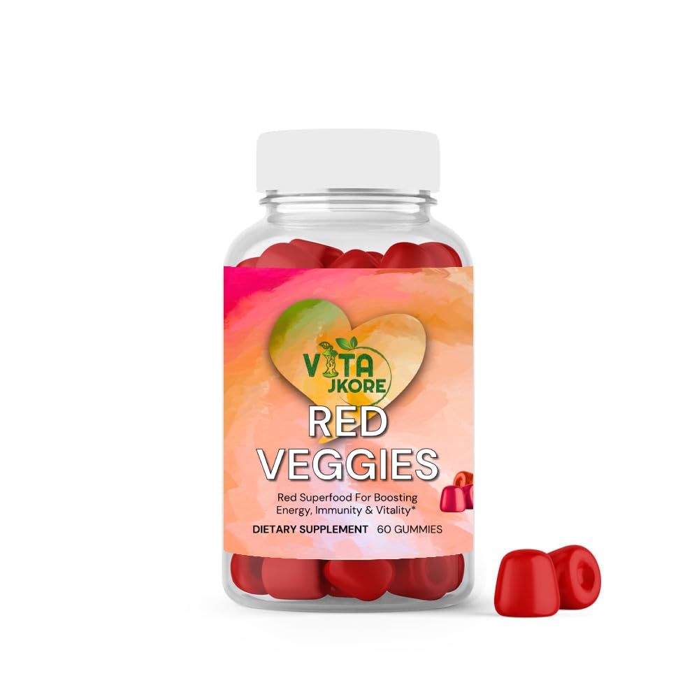 VITA JKORE Red Veggies Superfood Gummies, Energy & Immunity Booster, 60 Count Dietary Supplement, Natural Beetroot Blend - Maple Wellness Supplements