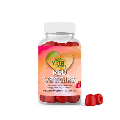 VITA JKORE Red Veggies Superfood Gummies, Energy & Immunity Booster, 60 Count Dietary Supplement, Natural Beetroot Blend - Maple Wellness Supplements