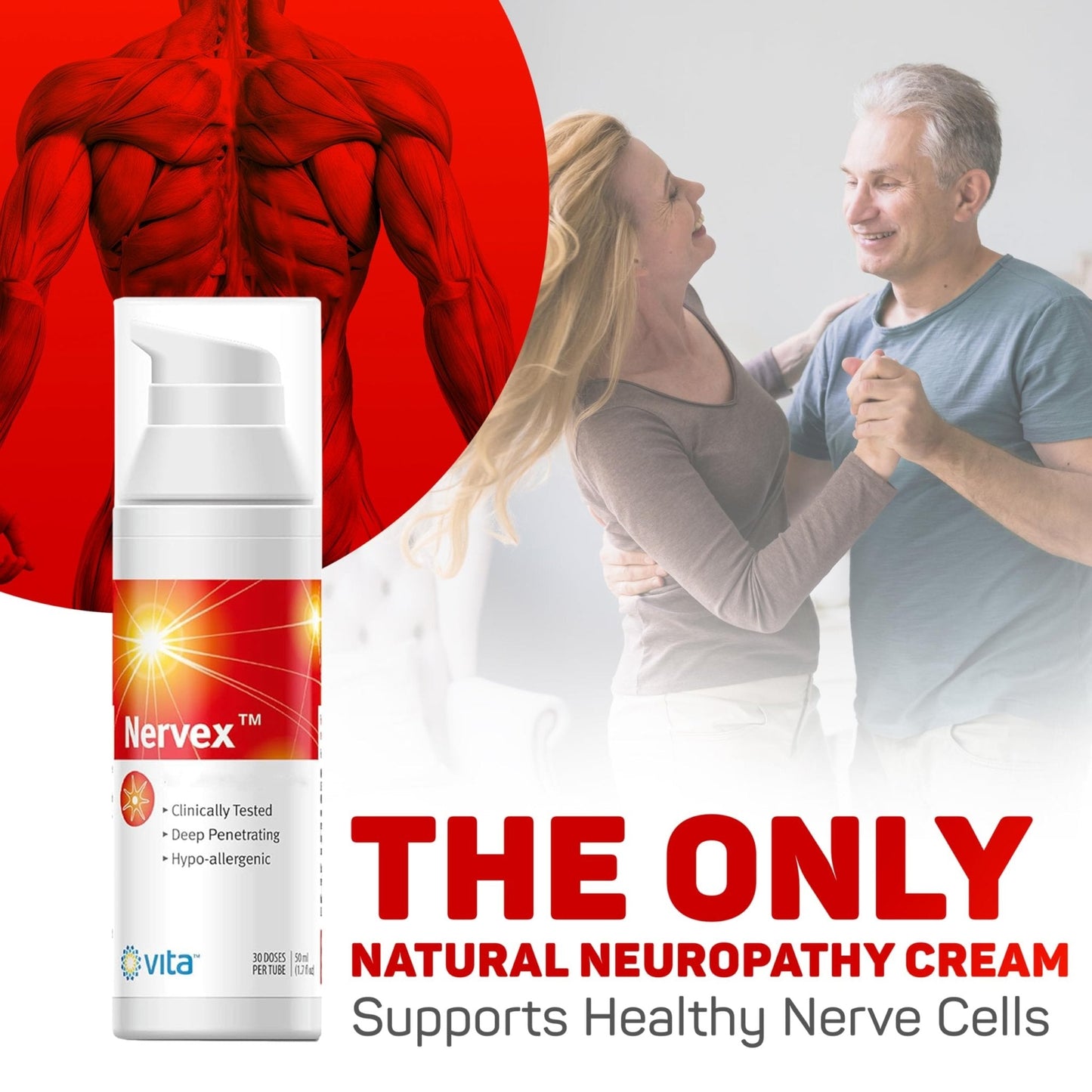 Vita Sciences Nervex Powerful Neuropathy Cream: Advanced Natural Relief for Peripheral Neuropathy, Fibromyalgia, and Fast Comfort Treatment for Feet, Hands, Legs, and Toes - Maple Wellness Supplements