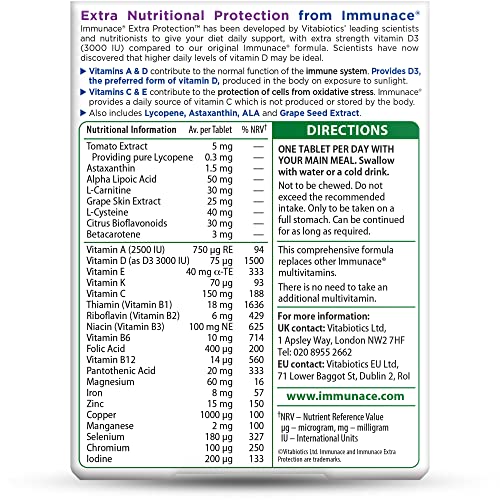 Vitabiotics Immunace Extra Protection Tablets, 30 count - Maple Wellness Supplements