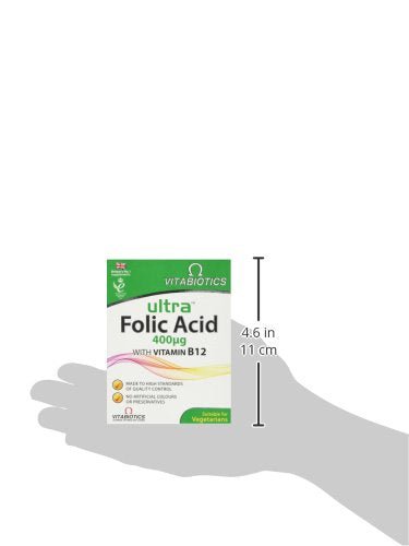 Vitabiotics Ultra Folic Acid Tablets 400 mcg Vitamin B9 with Vitamin B12-60 Tablets - Maple Wellness Supplements