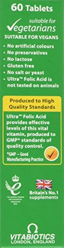 Vitabiotics Ultra Folic Acid Tablets 400 mcg Vitamin B9 with Vitamin B12-60 Tablets - Maple Wellness Supplements