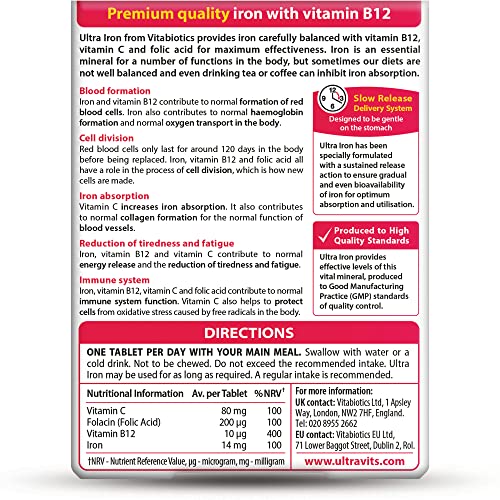 Vitabiotics Ultra Iron Tablets, Pack of 30 - Maple Wellness Supplements