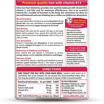 Vitabiotics Ultra Iron Tablets, Pack of 30 - Maple Wellness Supplements
