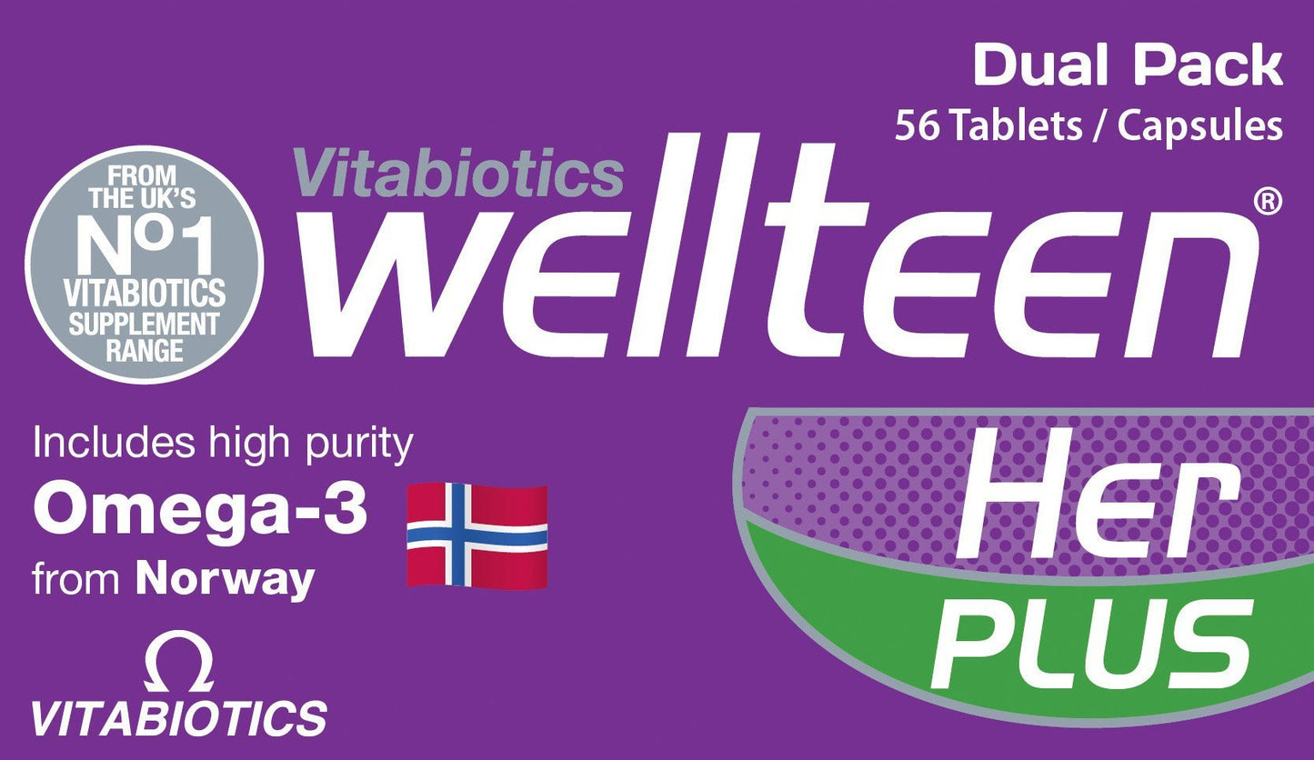 Vitabiotics Wellteen Her Plus - 56 Tablets/Capsules, 56 Count (Pack of 1) - Maple Wellness Supplements
