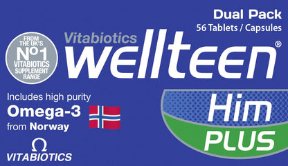Vitabiotics Wellteen Him Plus Tablets/Capsules, 56 Count (Pack of 1) - Maple Wellness Supplements