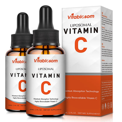 Vitablosom Liposomal Vitamin C 2000mg Liquid for Adults, High Absorption VIT C, Maximize Vitamin C, Immune System & Antioxidant Support, 60ML (2 Bottle) - Maple Wellness Supplements