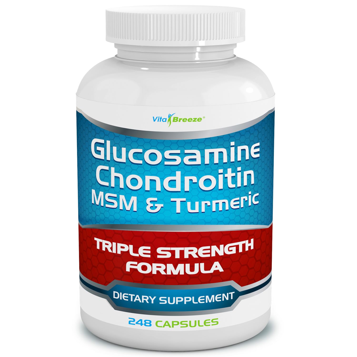VitaBreeze Glucosamine Chondroitin, MSM & Turmeric Dietary Supplement - 248 Capsules - Maple Wellness Supplements