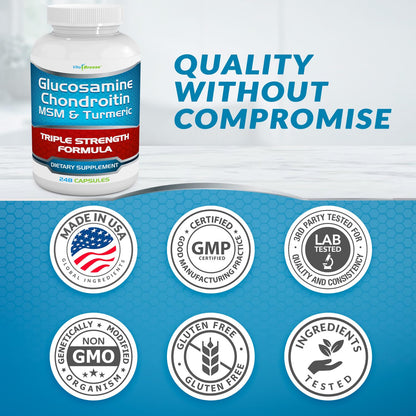 VitaBreeze Glucosamine Chondroitin, MSM & Turmeric Dietary Supplement - 248 Capsules - Maple Wellness Supplements