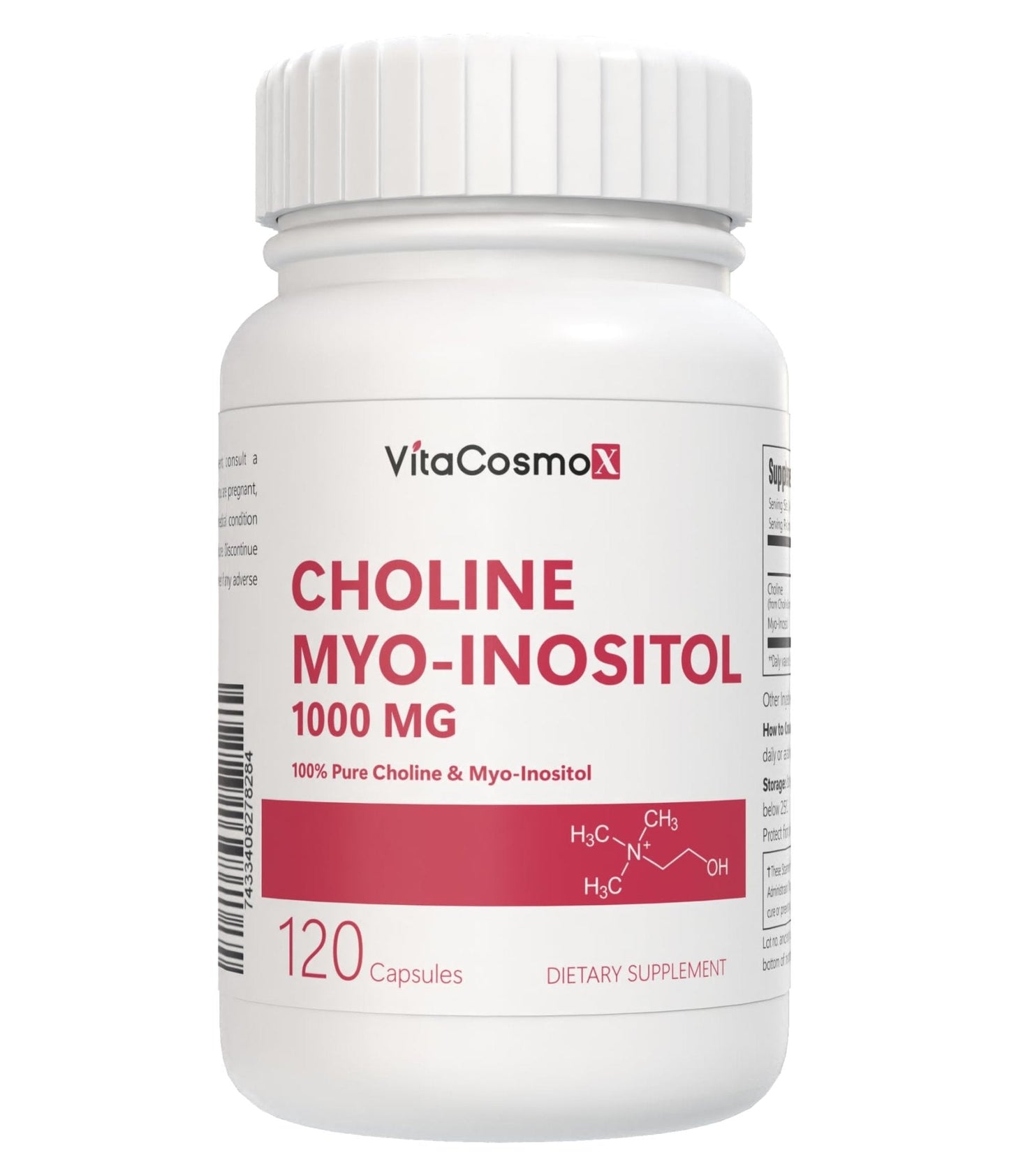 VitaCosmoX Choline and Myo-Inositol Supplement, 1000 mg Each, 120 Veggie Capsules 100% Vegetarian, Non-GMO & Gluten Free - Maple Wellness Supplements