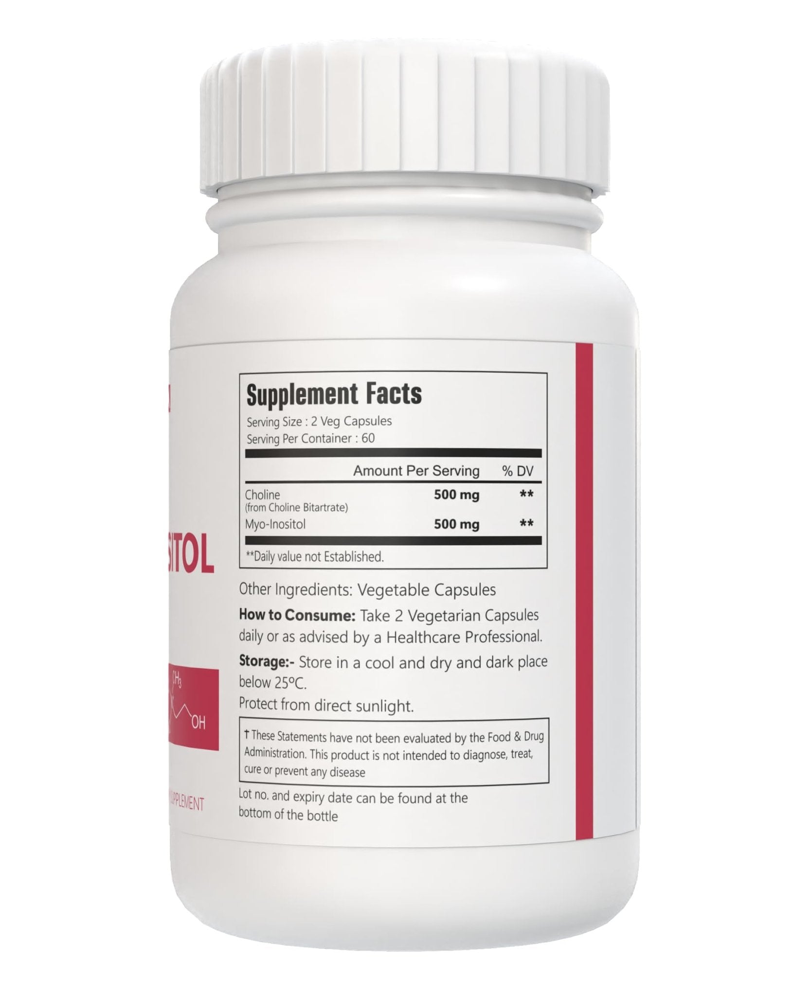 VitaCosmoX Choline and Myo-Inositol Supplement, 1000 mg Each, 120 Veggie Capsules 100% Vegetarian, Non-GMO & Gluten Free - Maple Wellness Supplements