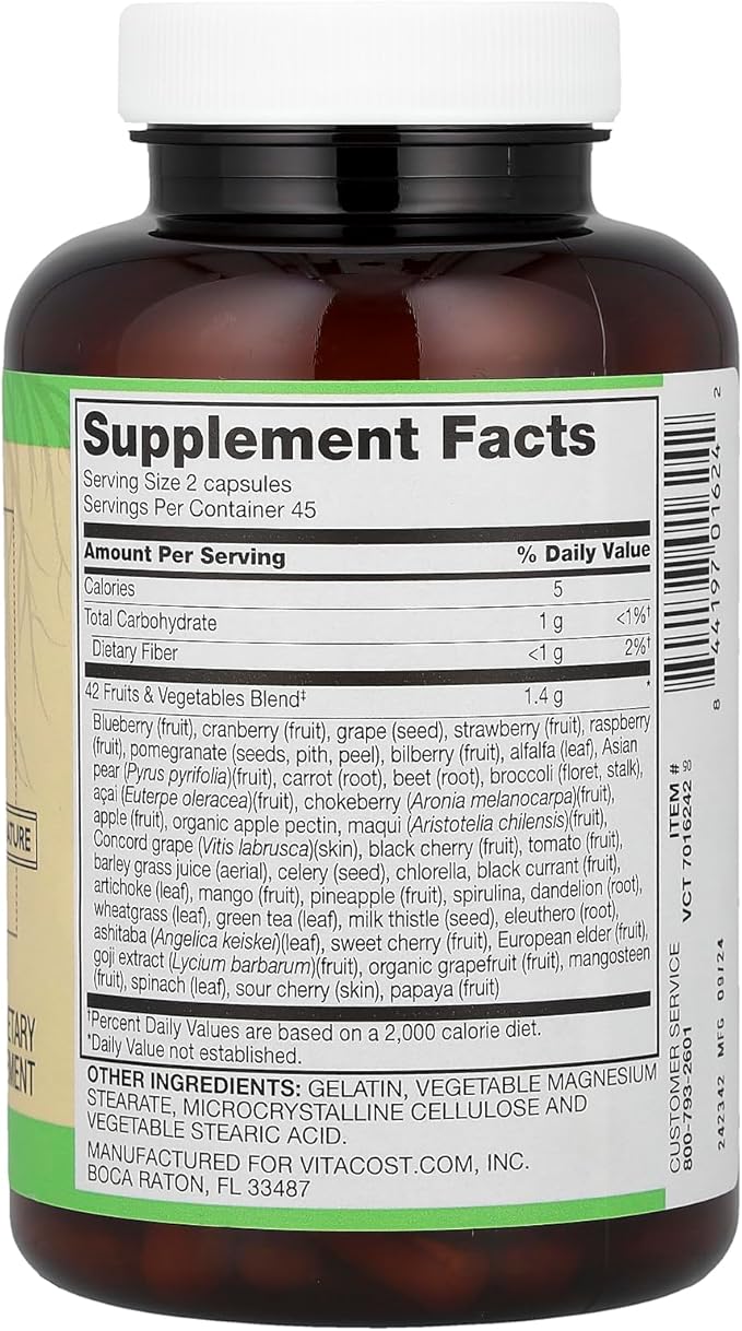 Vitacost Root2®, 42 Fruits & Vegetables, 90 Capsules - Maple Wellness Supplements