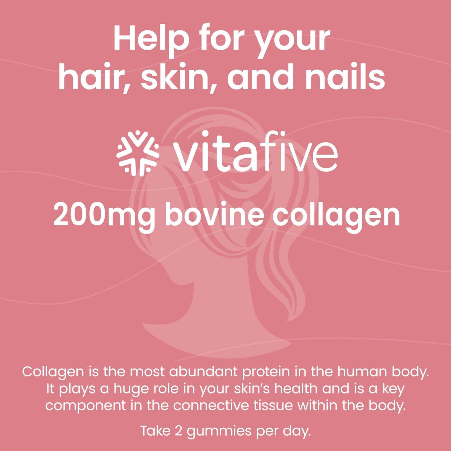 vitafive Collagen Gummies for Men and Women, Bovine Collagen, Collagen Gummy for Hair, Skin, and Connective Tissue Support, Gluten Free (50 Ct) - Maple Wellness Supplements