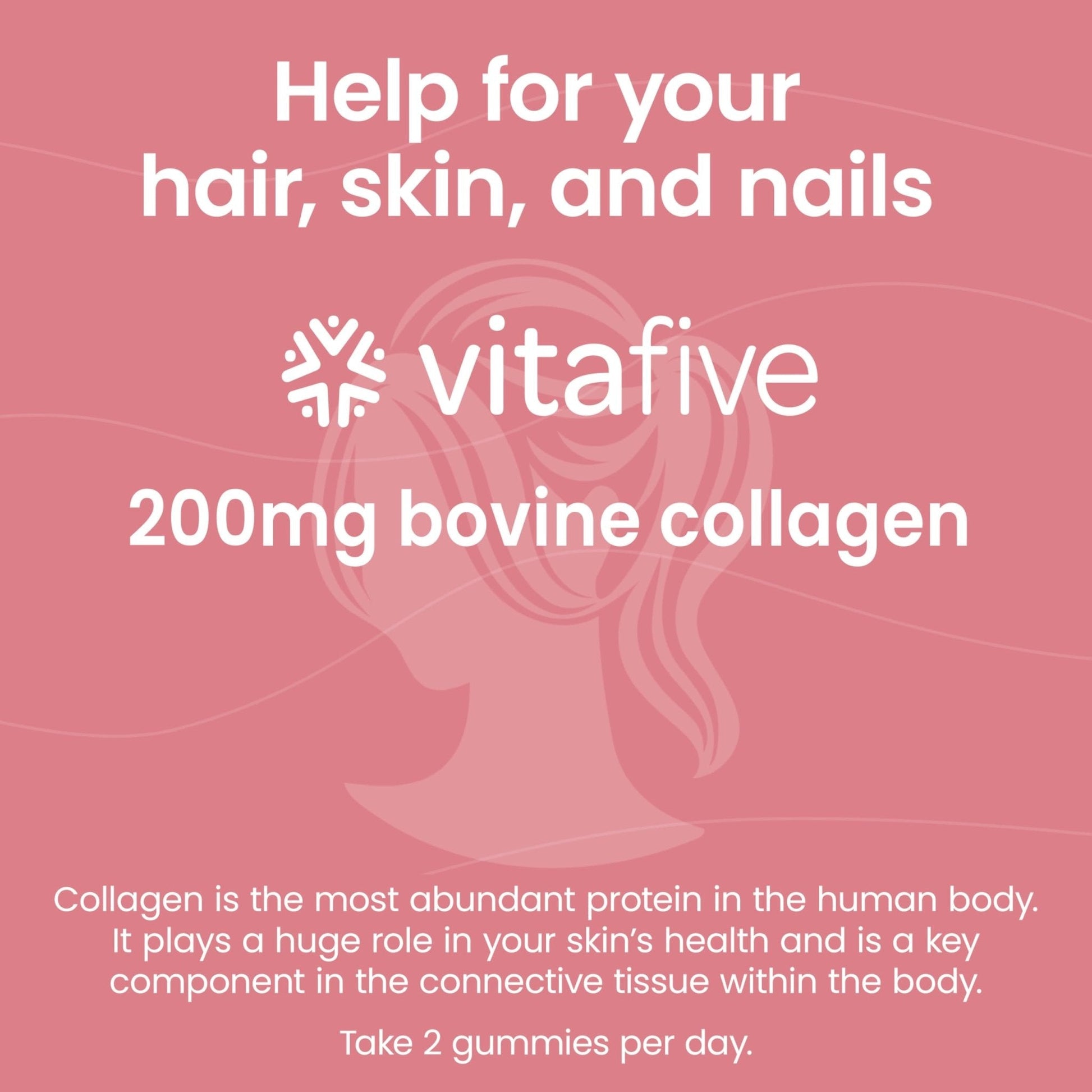vitafive Collagen Gummies for Men and Women, Bovine Collagen, Collagen Gummy for Hair, Skin, and Connective Tissue Support, Gluten Free (50 Ct) - Maple Wellness Supplements