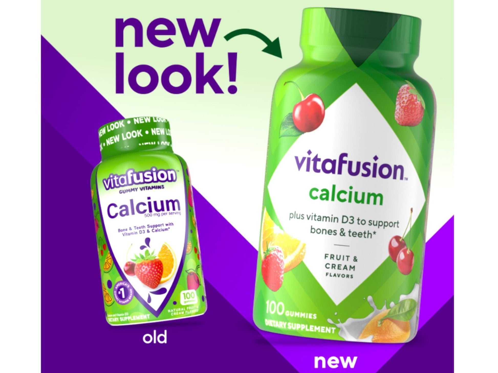 VitaFusion Calcium 500 mg Dietary Supplement Gummies Natural Fruit and Cream Flavors - 100 ct, Pack of 2 - Maple Wellness Supplements