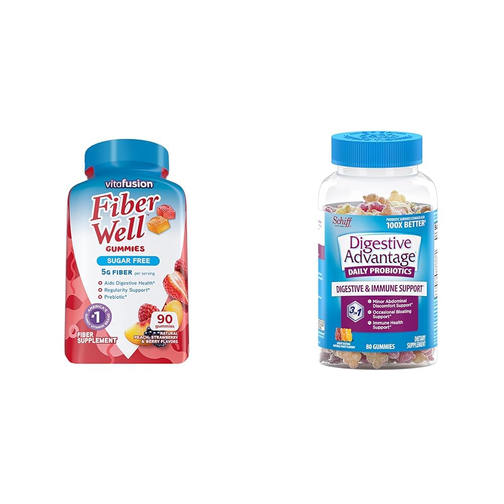 Vitafusion Fiber Well Sugar Free Fiber Supplement & Digestive Advantage Probiotic - Maple Wellness Supplements