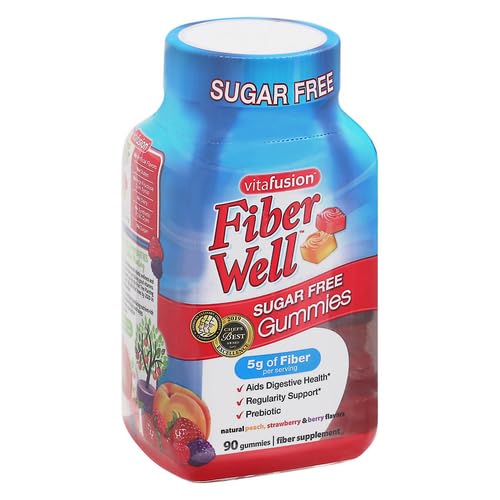 Vitafusion Fiber Well Sugar Free Fiber Supplement, Peach, Strawberry And Blackberry - Maple Wellness Supplements