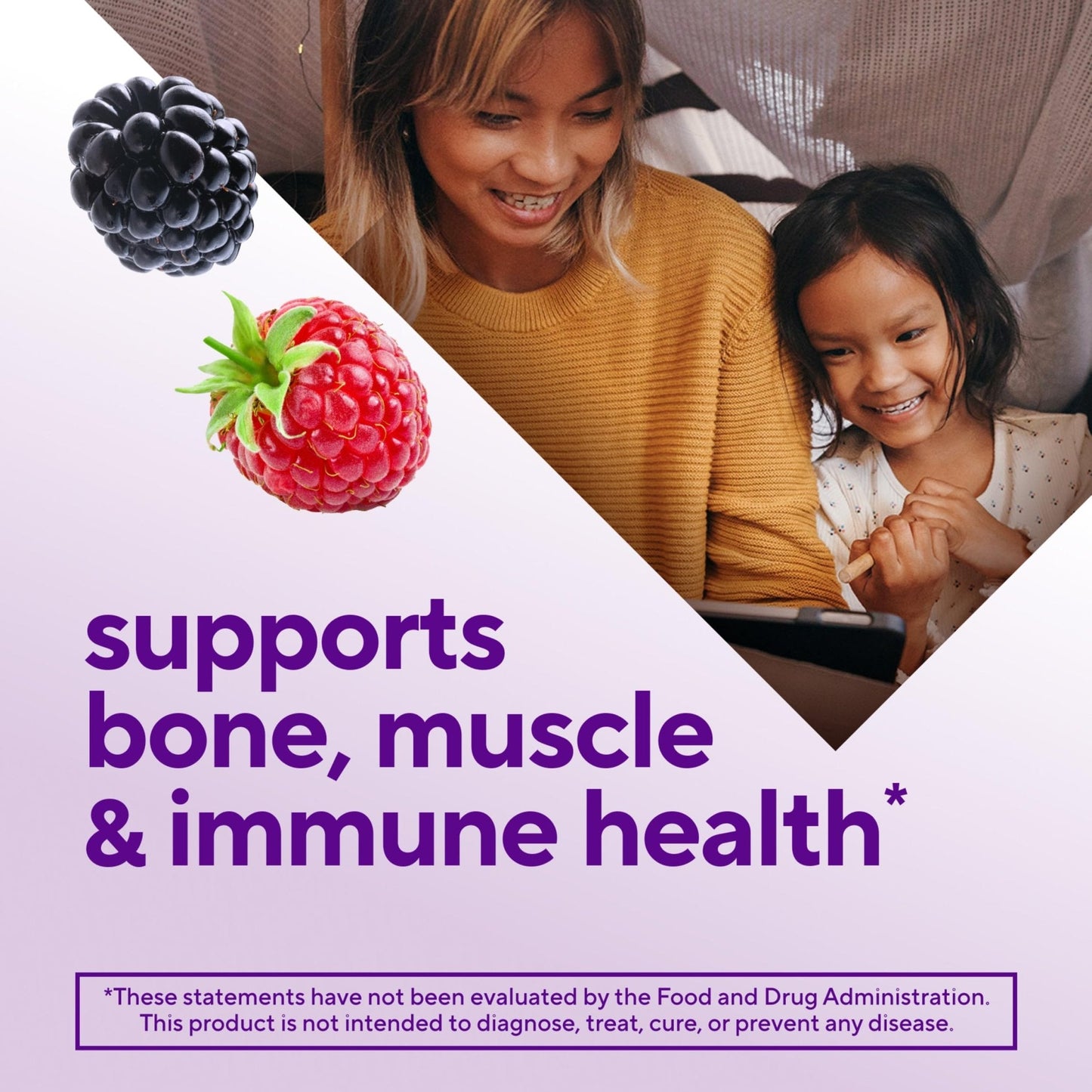 vitafusion Vitamin D3 Gummies, Bone and Immune Support, Peach, Blackberry, Strawberry Flavored - Maple Wellness Supplements